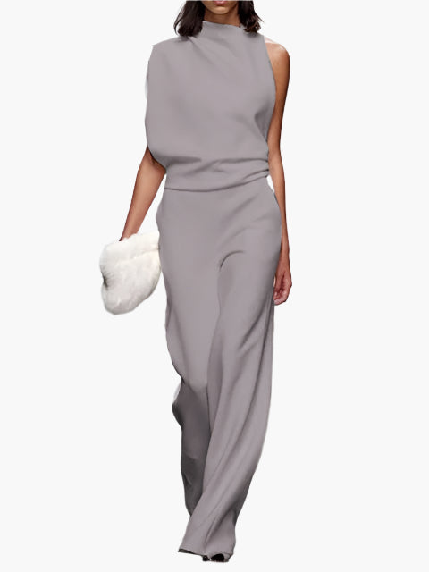Damen Jumpsuit Elegant – Ärmellos, Weites Bein, Stilvoll für Büro & Alltag