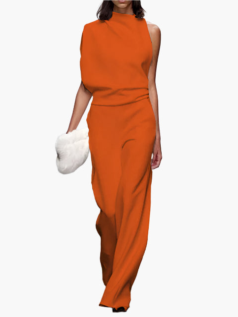 Damen Jumpsuit Elegant – Ärmellos, Weites Bein, Stilvoll für Büro & Alltag