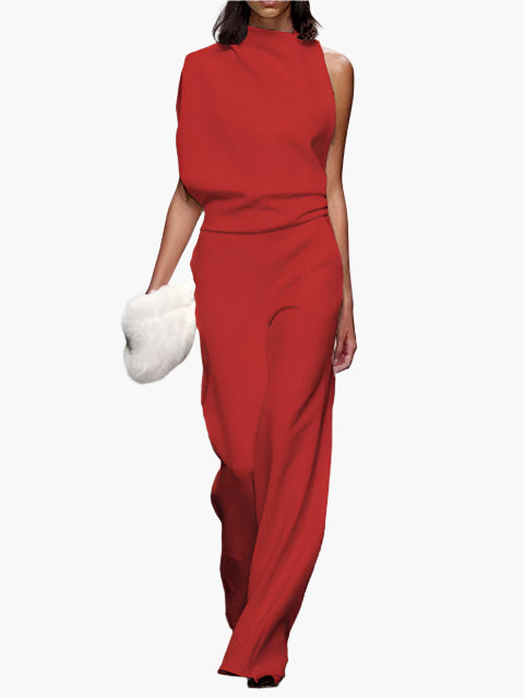 Damen Jumpsuit Elegant – Ärmellos, Weites Bein, Stilvoll für Büro & Alltag