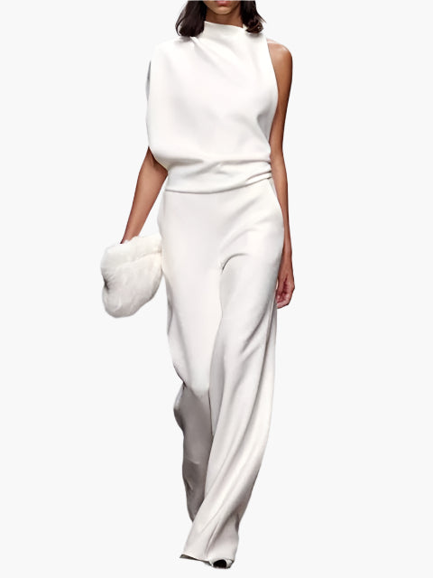 Damen Jumpsuit Elegant – Ärmellos, Weites Bein, Stilvoll für Büro & Alltag