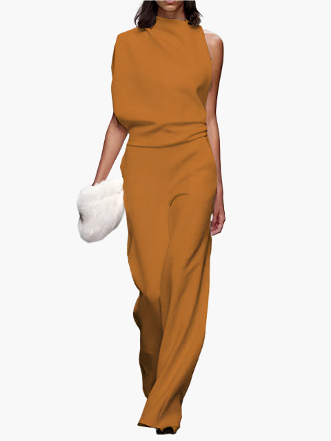 Damen Jumpsuit Elegant – Ärmellos, Weites Bein, Stilvoll für Büro & Alltag