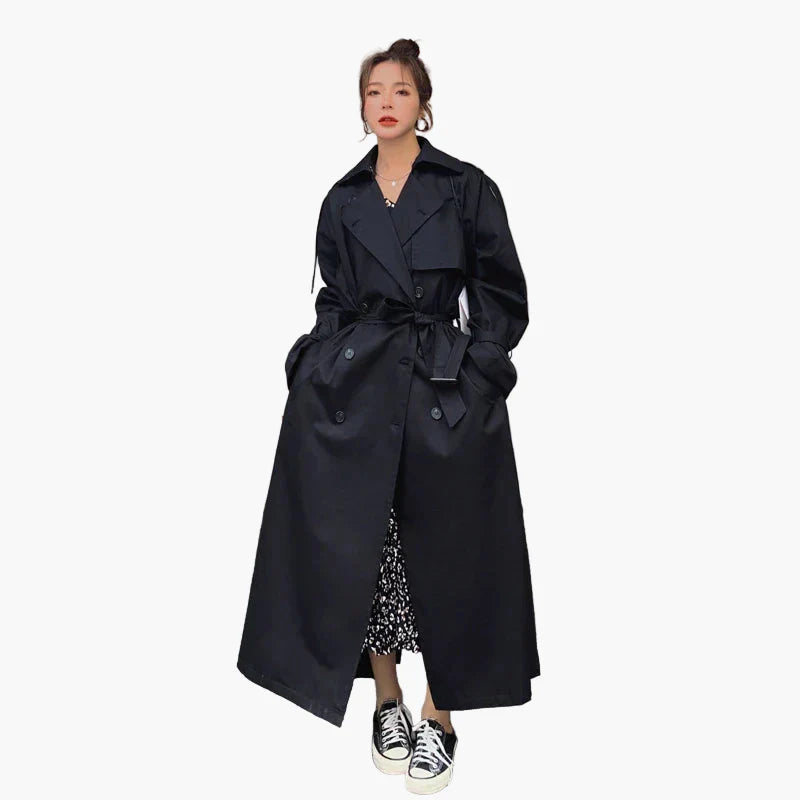 Damen Trenchcoat – Oversized, Doppelreihig, Langer Mantel für Alltag und Business