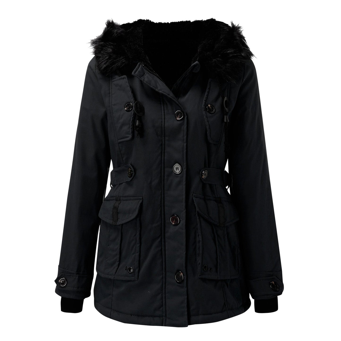 Damen Winterparka mit Kunstfellkapuze – Modischer Mantel für kalte Tage
