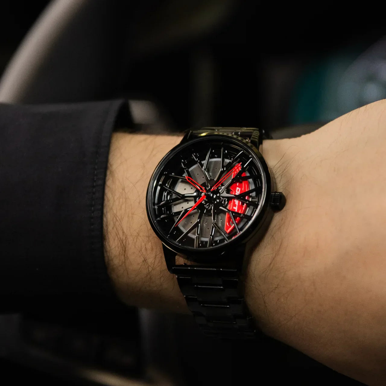 Sommerliche Herrenuhr im Sportfelgen-Design – Armbanduhr für Männer, auffälliger Look für Freizeit & Urlaub