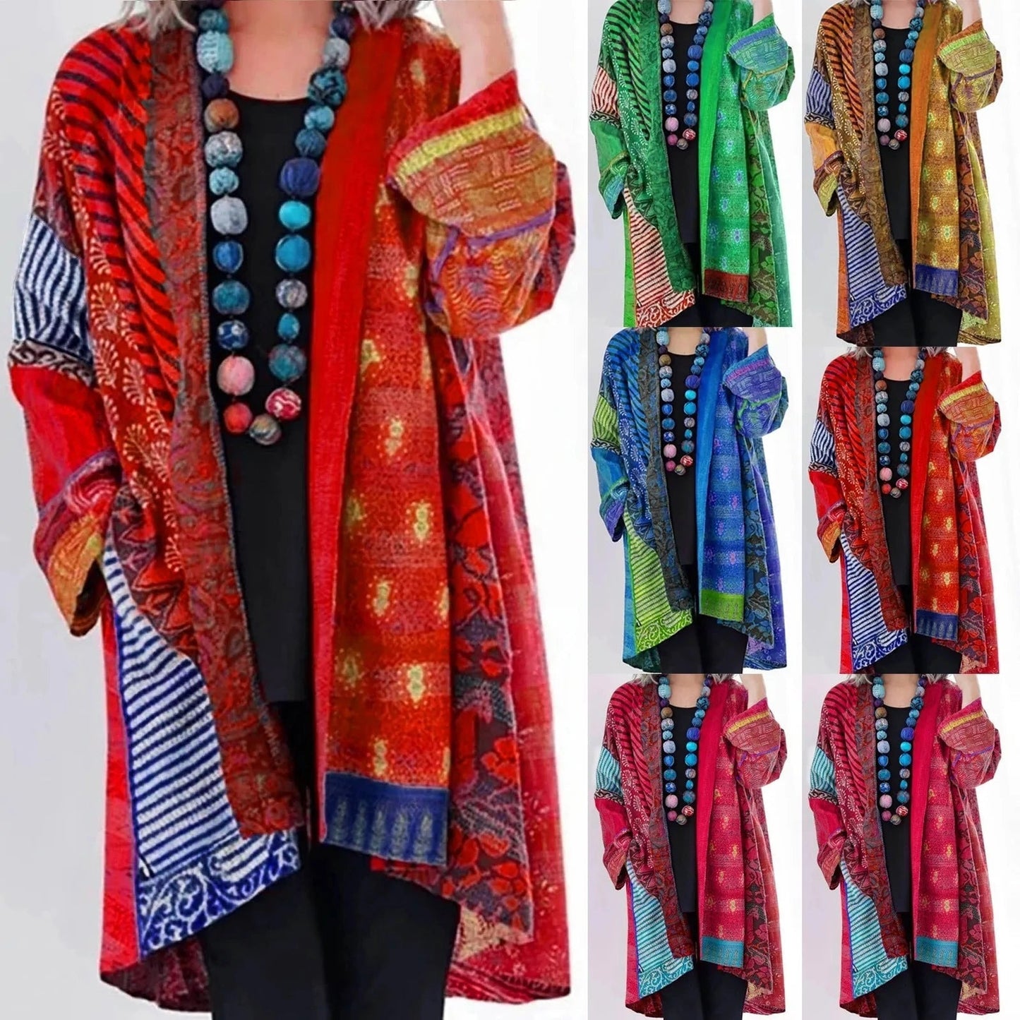 Damen Vintage Kimono Cardigan – Boho Style für Alltag & Freizeit