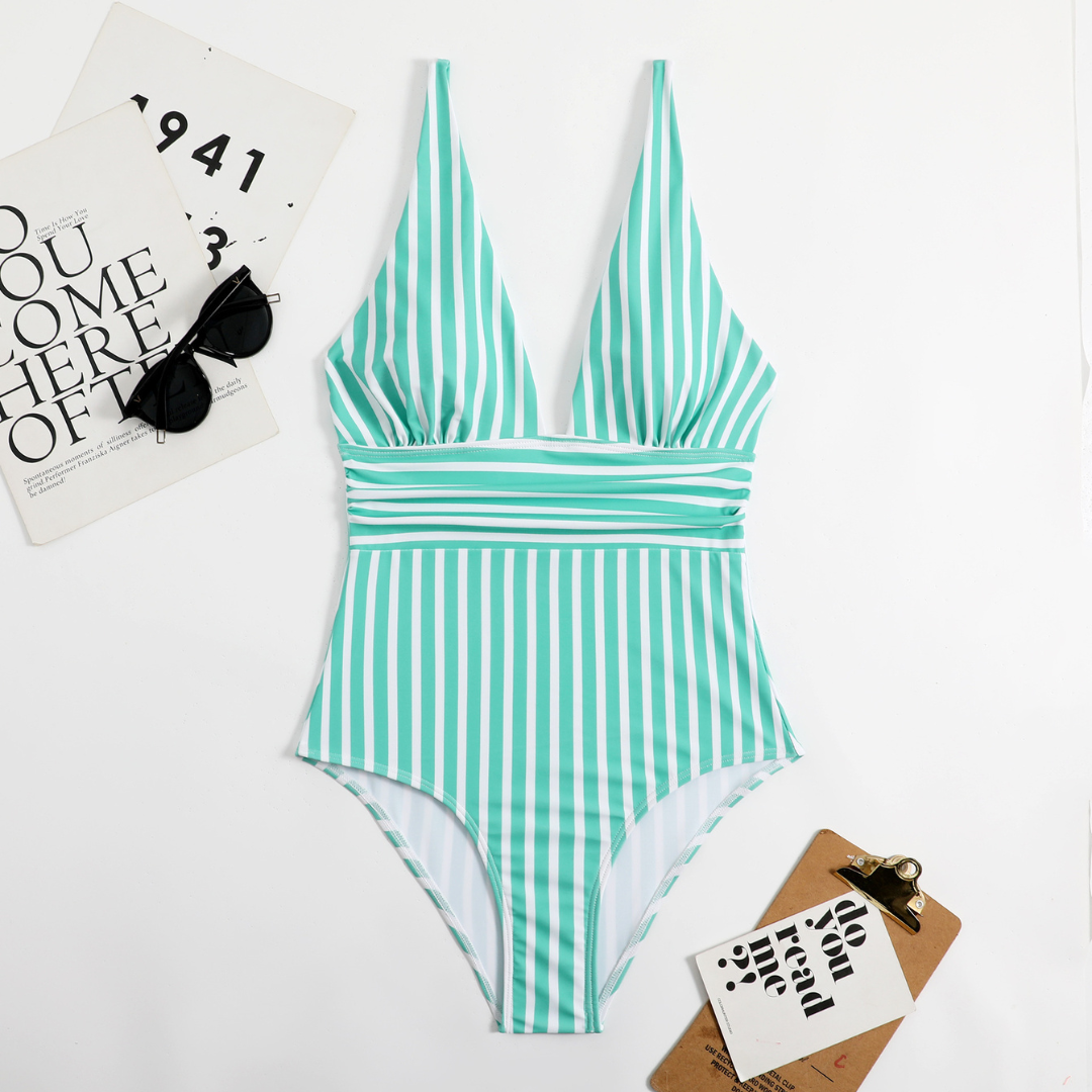 Tanya – Damen-Luxe-Badeanzug mit Eleganten Streifen
