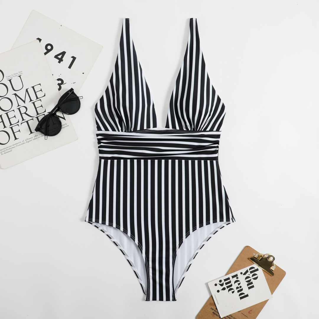 Tanya – Damen-Luxe-Badeanzug mit Eleganten Streifen