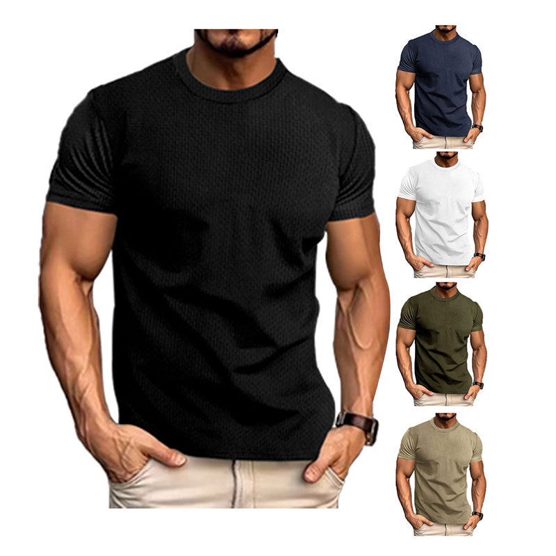 Herren Kurzarm Freizeit T-Shirt – Modernes Struktur-Design für Alltag und Fitness