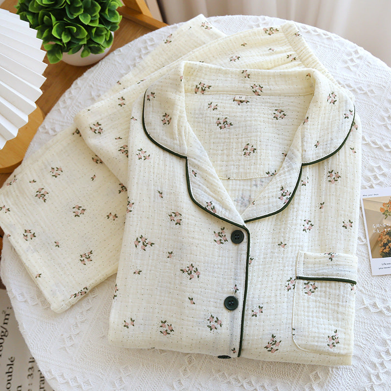Georgina – Doppelschichtige, lockere, 100% Baumwolle Crepe Pyjama-Anzug
