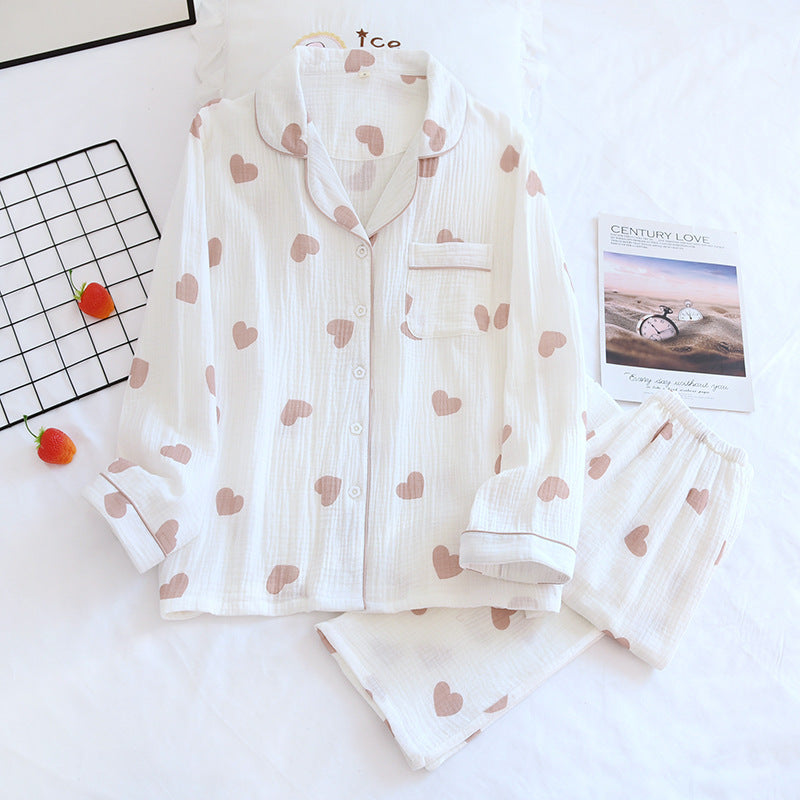 Georgina – Doppelschichtige, lockere, 100% Baumwolle Crepe Pyjama-Anzug