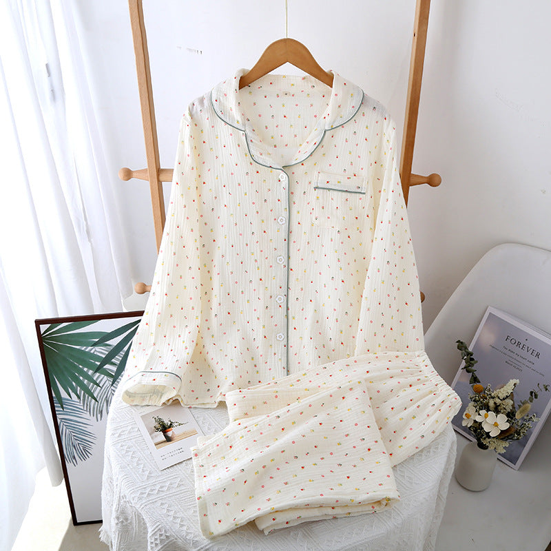 Georgina – Doppelschichtige, lockere, 100% Baumwolle Crepe Pyjama-Anzug