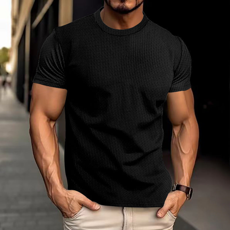 Herren Kurzarm Freizeit T-Shirt – Modernes Struktur-Design für Alltag und Fitness