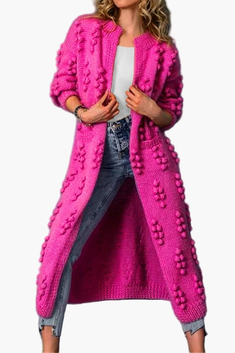 Damen Strickmantel Lang Cardigan Trendy Herbst Winter Freizeit