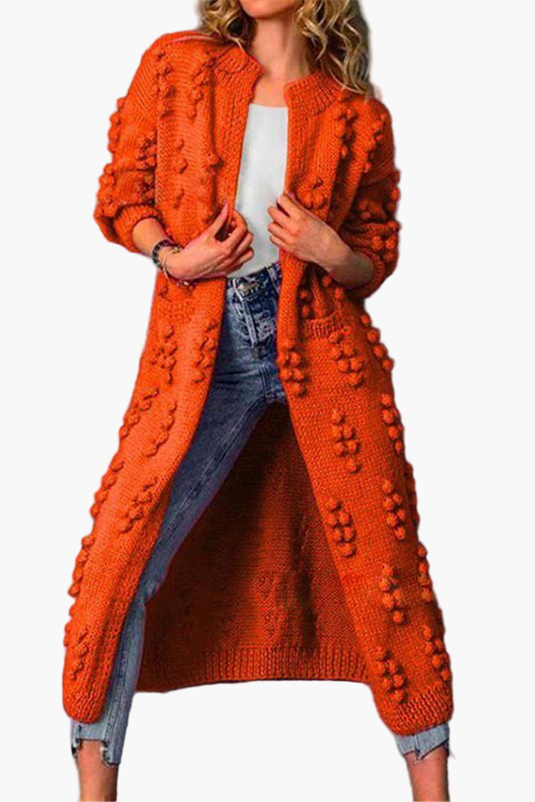 Damen Strickmantel Lang Cardigan Trendy Herbst Winter Freizeit