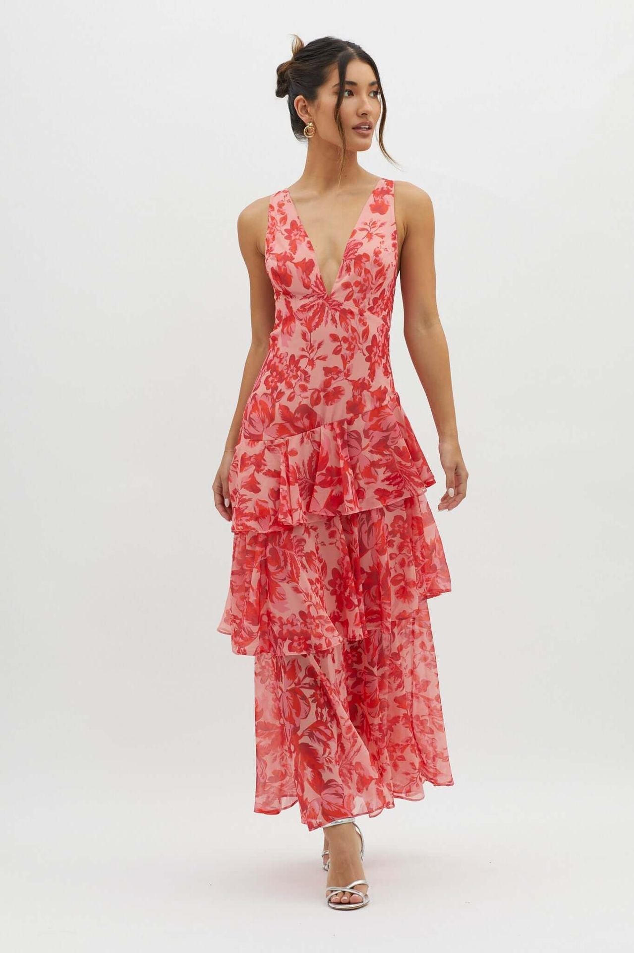Damen Maxikleid mit Volants – Elegantes Chiffon Sommerkleid für besondere Anlässe