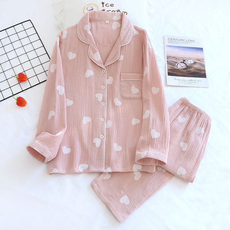 Georgina – Doppelschichtige, lockere, 100% Baumwolle Crepe Pyjama-Anzug
