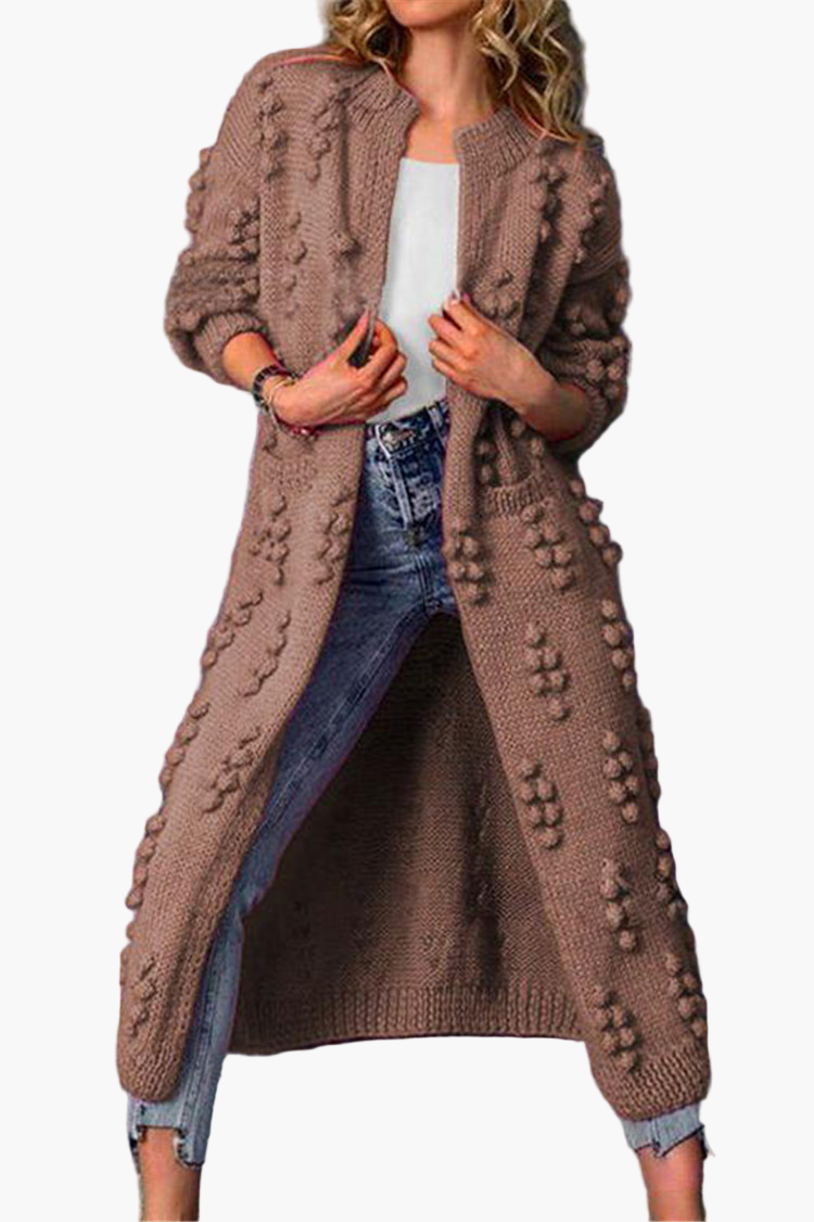 Damen Strickmantel Lang Cardigan Trendy Herbst Winter Freizeit