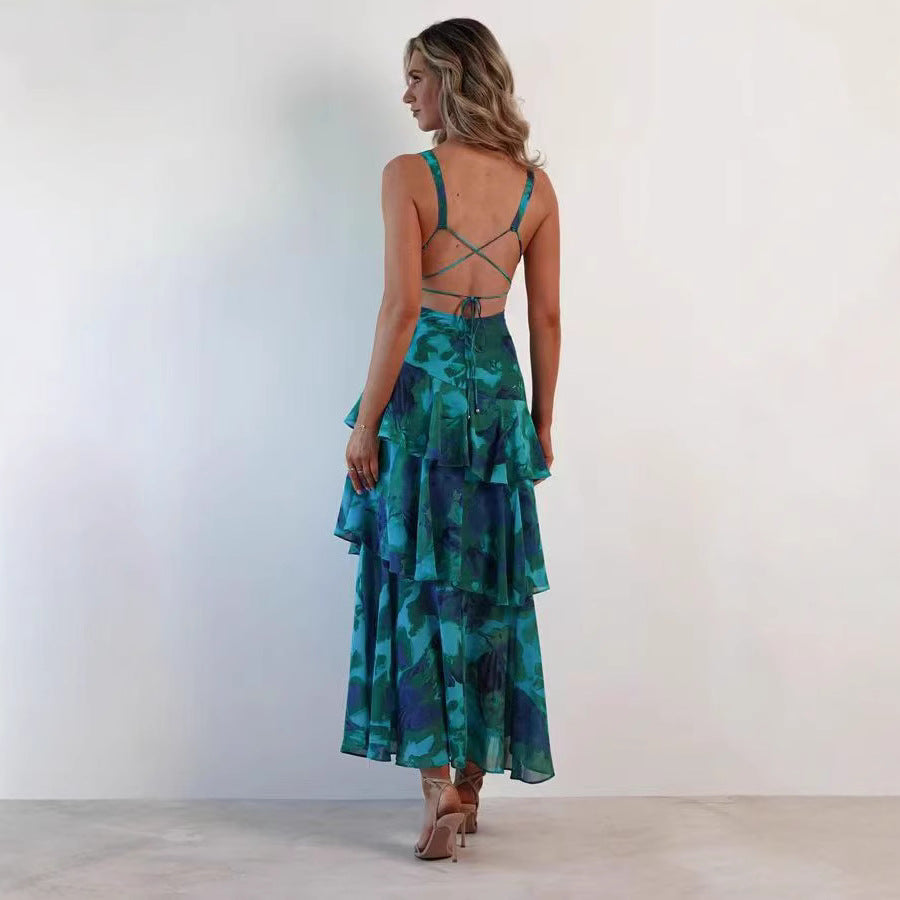 Damen Maxikleid mit Volants – Elegantes Chiffon Sommerkleid für besondere Anlässe