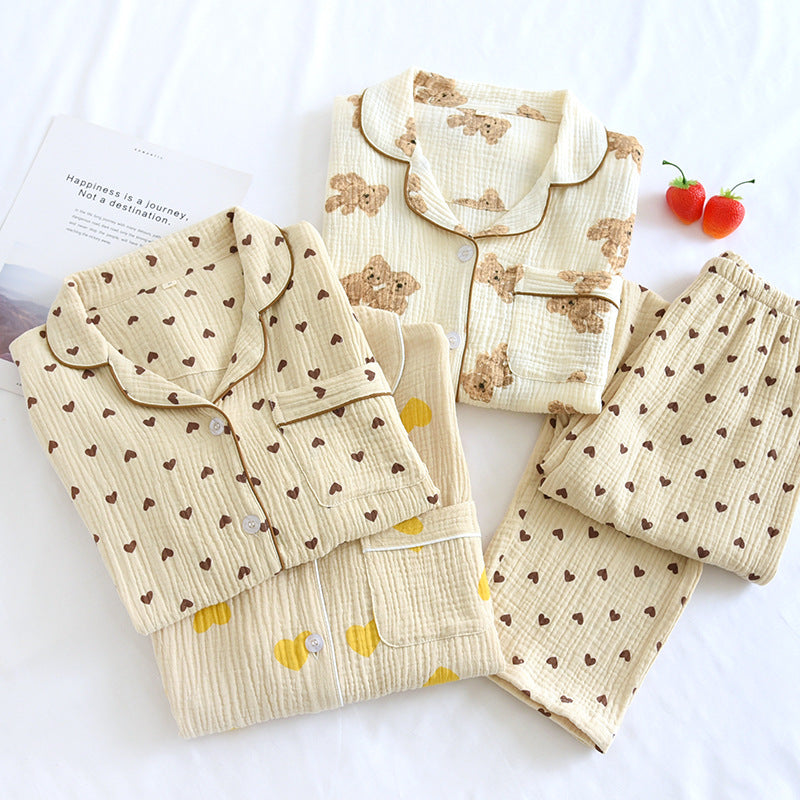 Georgina – Doppelschichtige, lockere, 100% Baumwolle Crepe Pyjama-Anzug