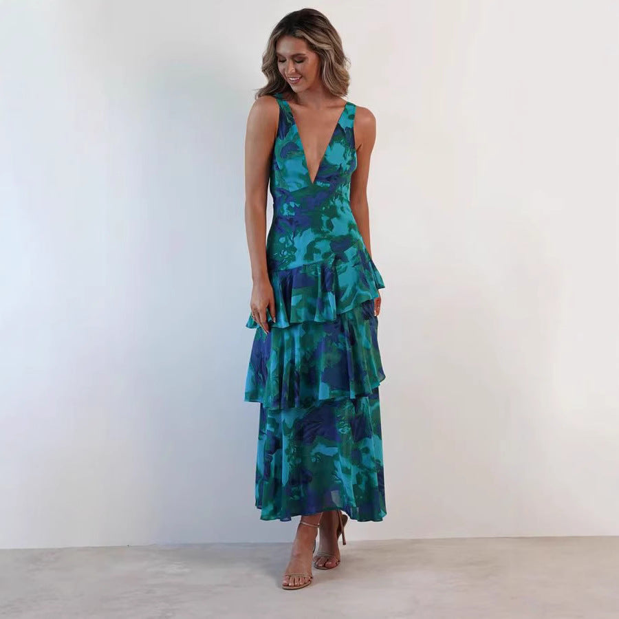 Damen Maxikleid mit Volants – Elegantes Chiffon Sommerkleid für besondere Anlässe