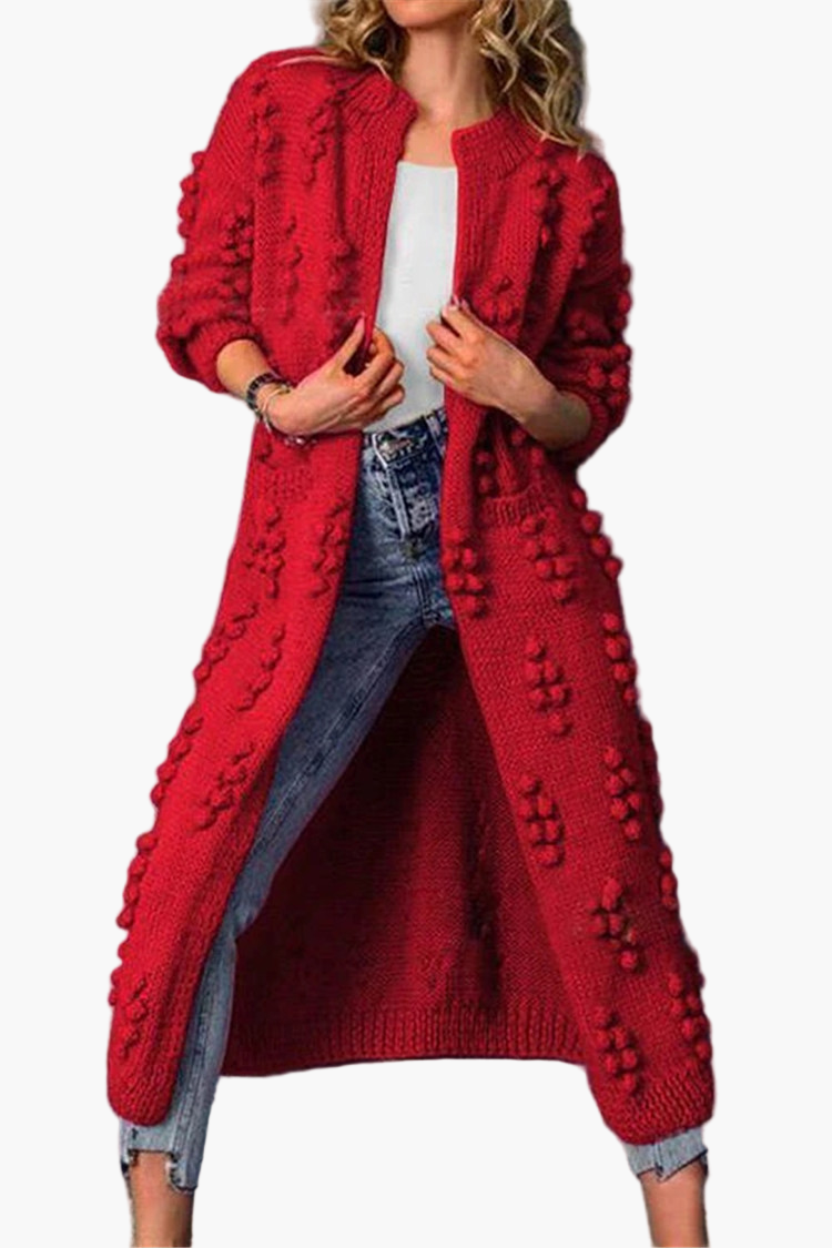 Damen Strickmantel Lang Cardigan Trendy Herbst Winter Freizeit