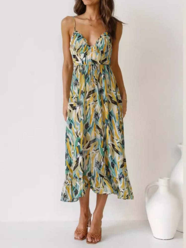 Donna – Damenkleid mit Blumenmuster und Rüschen