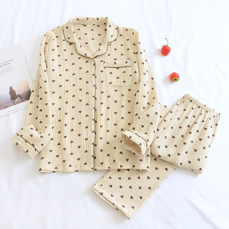 Georgina – Doppelschichtige, lockere, 100% Baumwolle Crepe Pyjama-Anzug