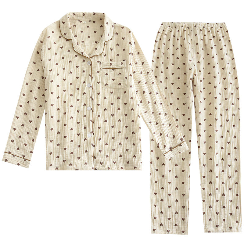 Georgina – Doppelschichtige, lockere, 100% Baumwolle Crepe Pyjama-Anzug
