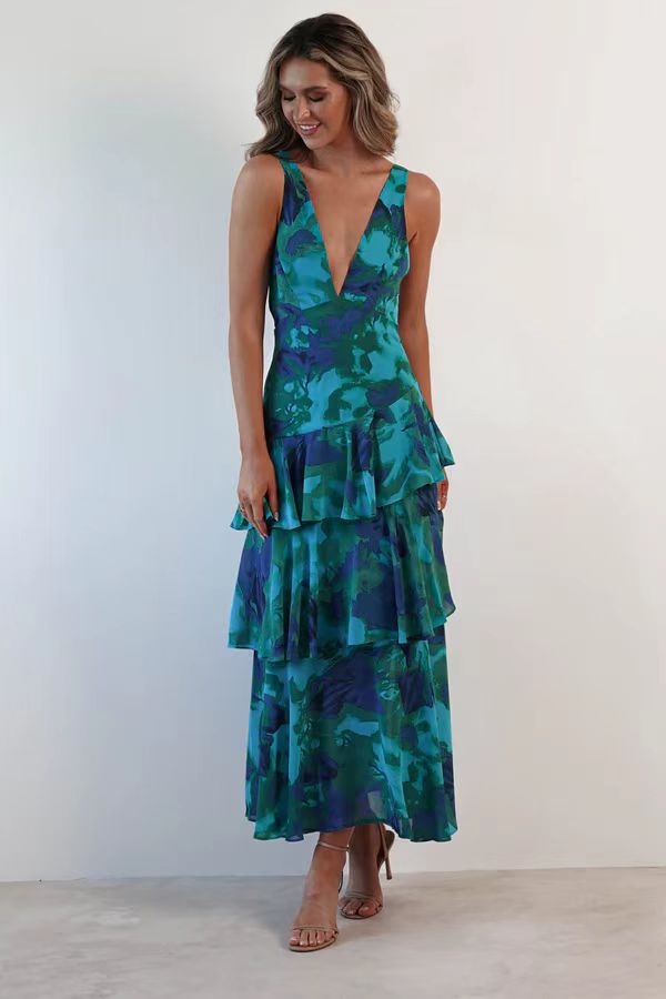 Damen Maxikleid mit Volants – Elegantes Chiffon Sommerkleid für besondere Anlässe