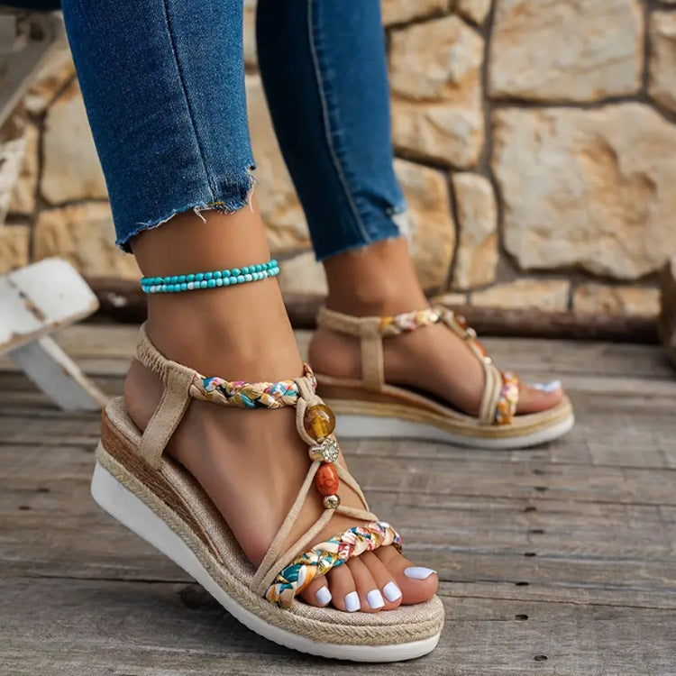 Natalie – Vegane Leinen-Sandalen mit Wabenstruktur
