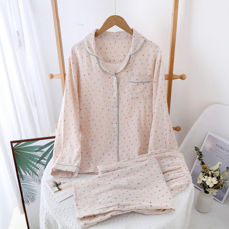 Georgina – Doppelschichtige, lockere, 100% Baumwolle Crepe Pyjama-Anzug