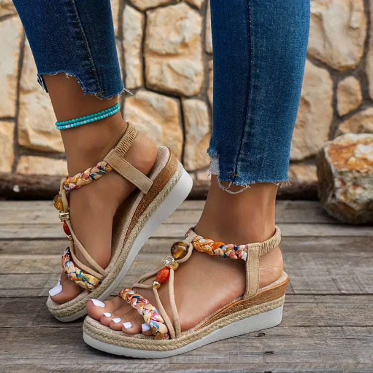 Natalie – Vegane Leinen-Sandalen mit Wabenstruktur