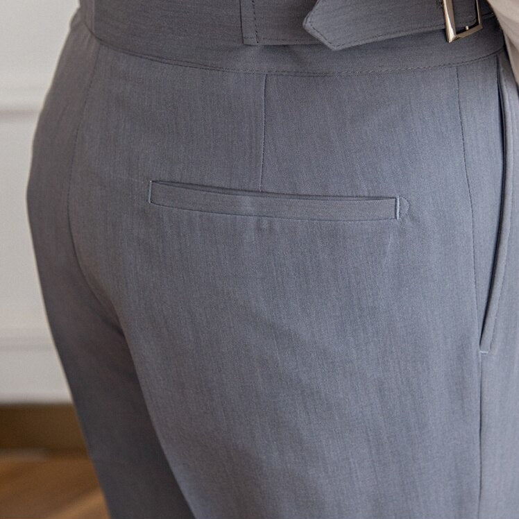 Herren High-Waist Anzughose mit Bundfalte und verstellbarem Bund – Eleganter Business- und Freizeitstil