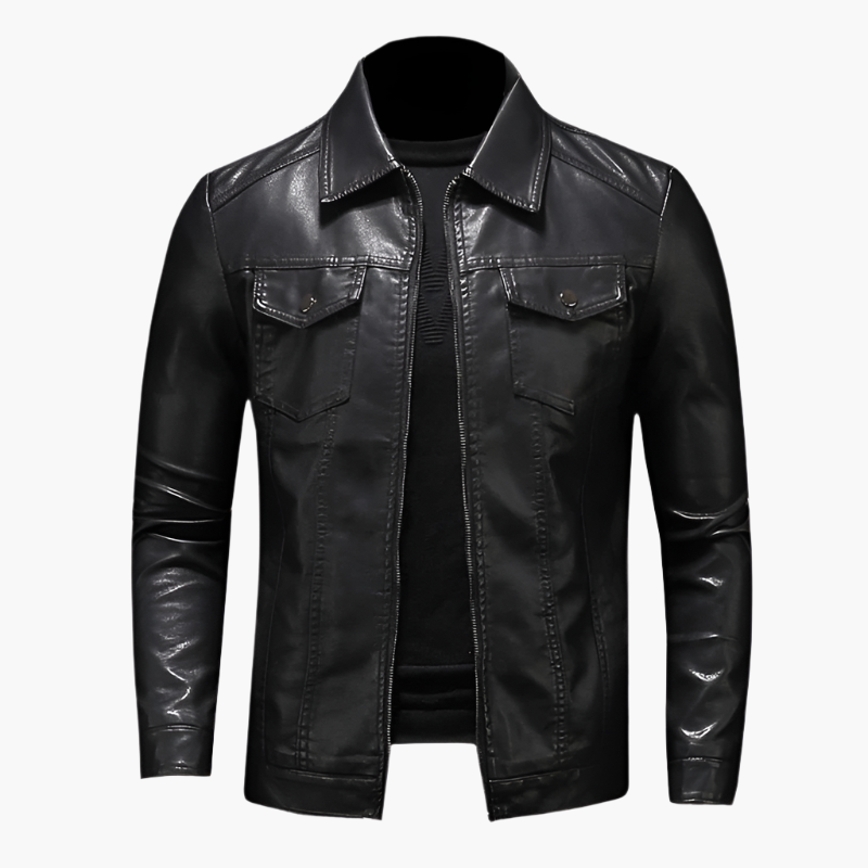 Herren Kunstlederjacke im klassischen Biker-Stil – Elegante Übergangsjacke für Alltag & Freizeit