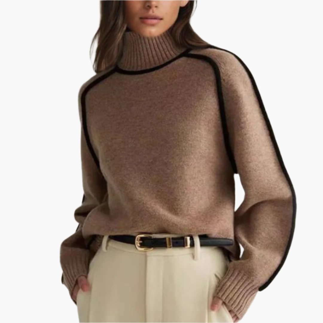 Damen Rollkragenpullover Modern Elegant – Herbst Winter Strickpullover für Büro und Freizeit