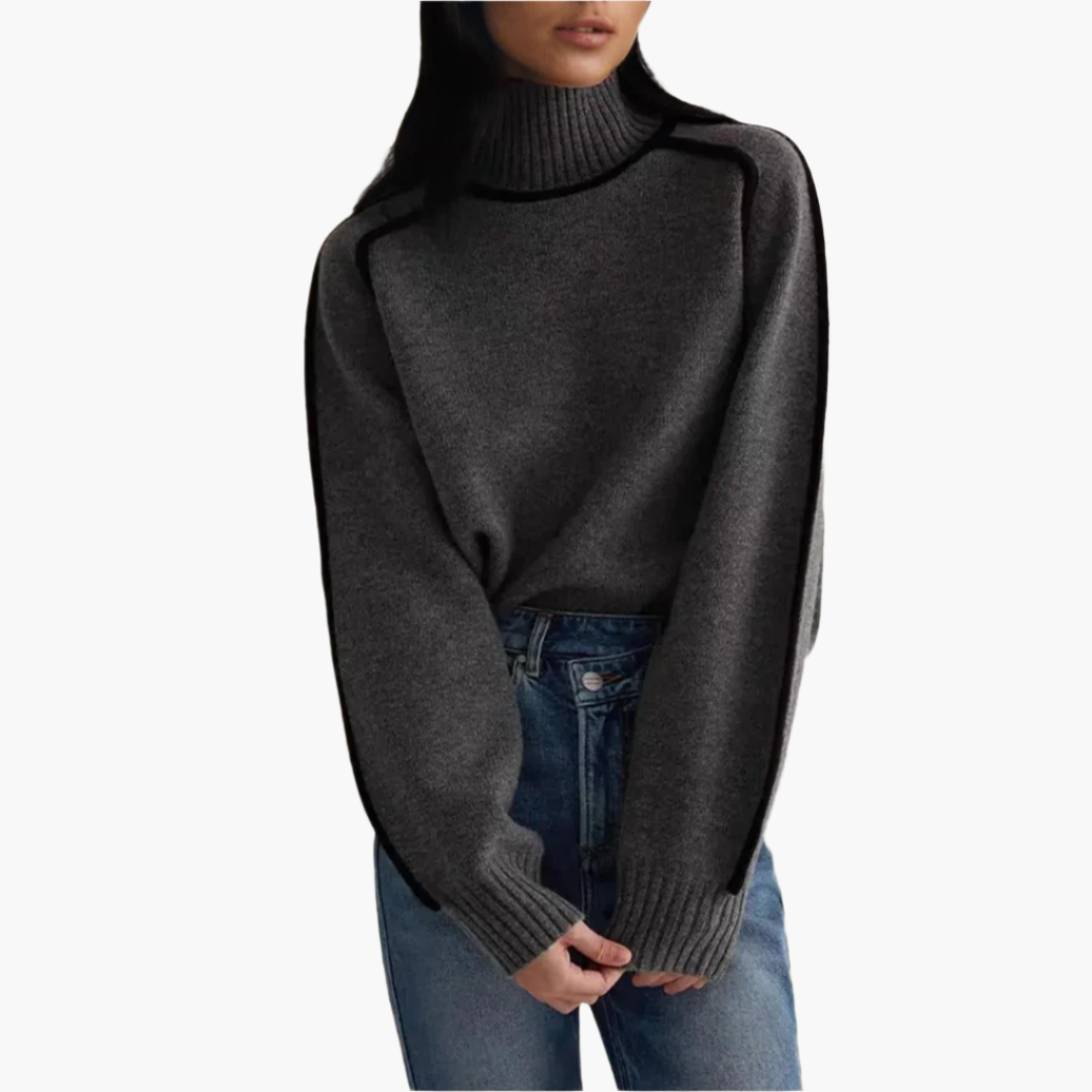 Damen Rollkragenpullover Modern Elegant – Herbst Winter Strickpullover für Büro und Freizeit