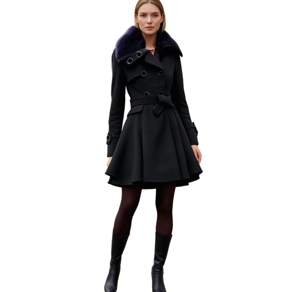 Damen Wintermantel mit Kunstfellkragen – Eleganter Trenchcoat für Alltag & besondere Anlässe
