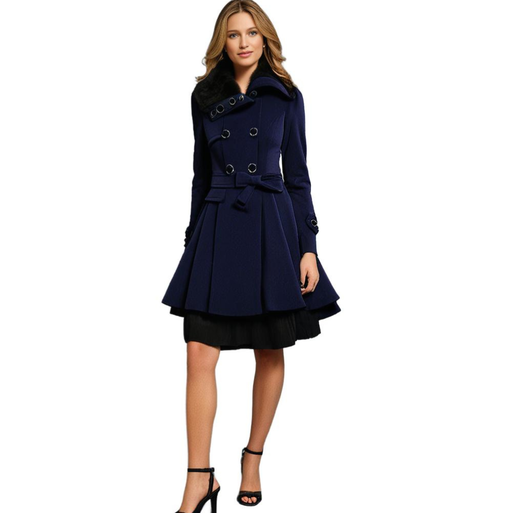 Damen Wintermantel mit Kunstfellkragen – Eleganter Trenchcoat für Alltag & besondere Anlässe