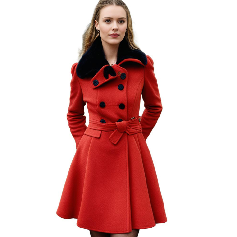 Damen Wintermantel mit Kunstfellkragen – Eleganter Trenchcoat für Alltag & besondere Anlässe