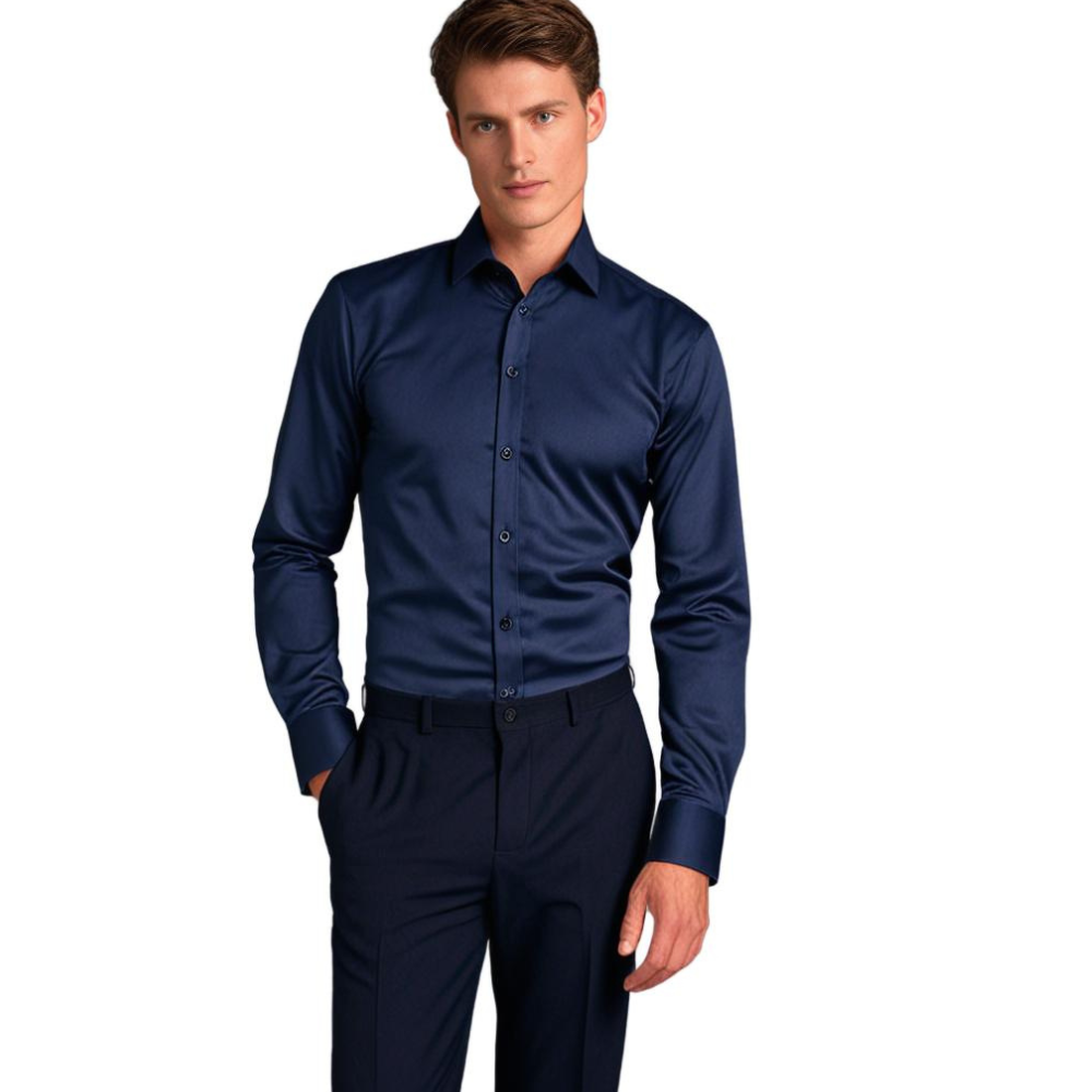 Herren Business Slim Fit Stretch Hemd – Elegantes Modernes Langarmhemd für Büro und Freizeit