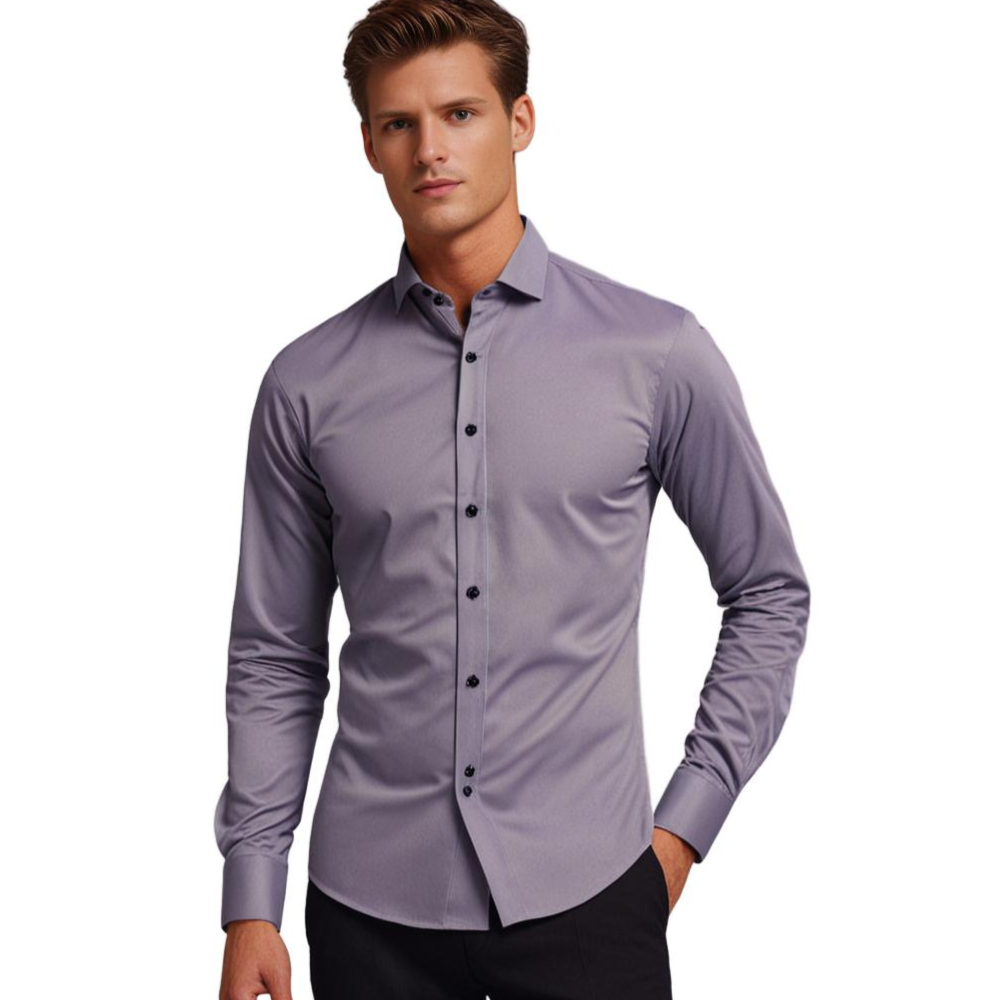 Herren Business Slim Fit Stretch Hemd – Elegantes Modernes Langarmhemd für Büro und Freizeit