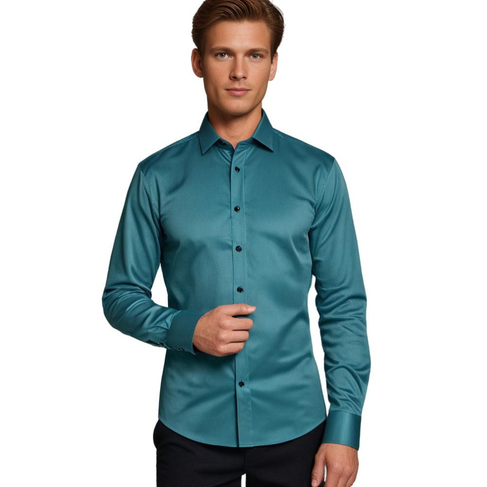 Herren Business Slim Fit Stretch Hemd – Elegantes Modernes Langarmhemd für Büro und Freizeit