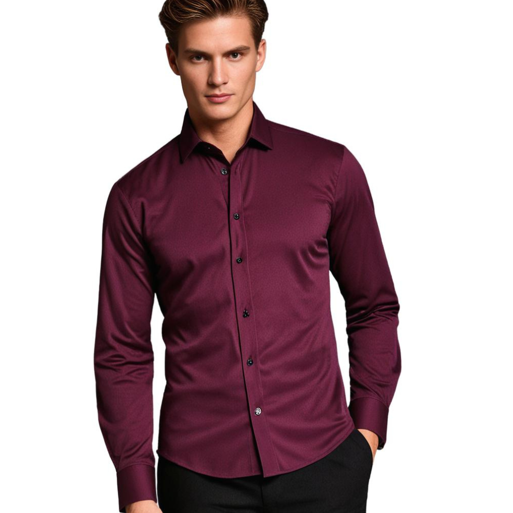 Herren Business Slim Fit Stretch Hemd – Elegantes Modernes Langarmhemd für Büro und Freizeit
