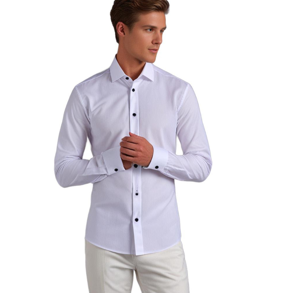 Herren Business Slim Fit Stretch Hemd – Elegantes Modernes Langarmhemd für Büro und Freizeit