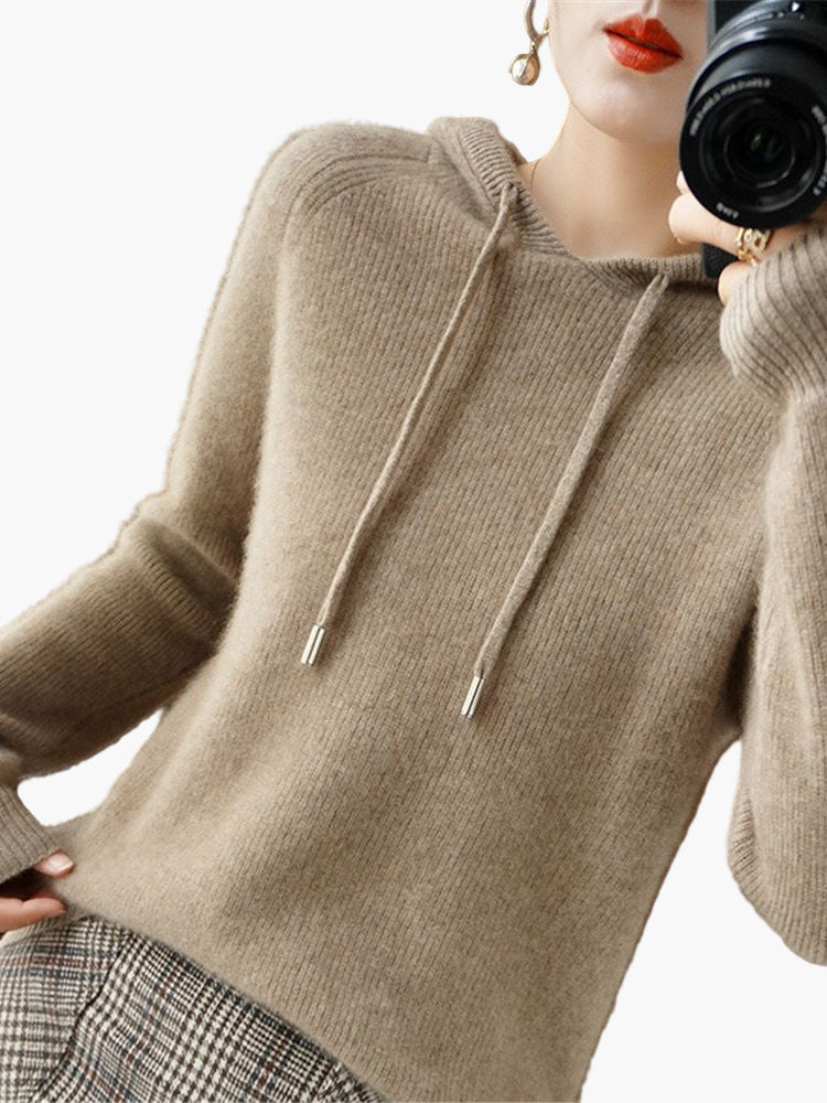 Damen Strickpullover mit Kapuze – Stilvoller Freizeit-Hoodie für Herbst und Winter