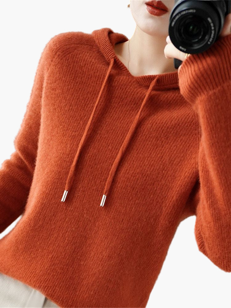 Damen Strickpullover mit Kapuze – Stilvoller Freizeit-Hoodie für Herbst und Winter