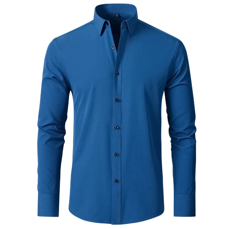 Geoff – Herren Stretch Hemd mit Knopfleiste und schlanker Passform