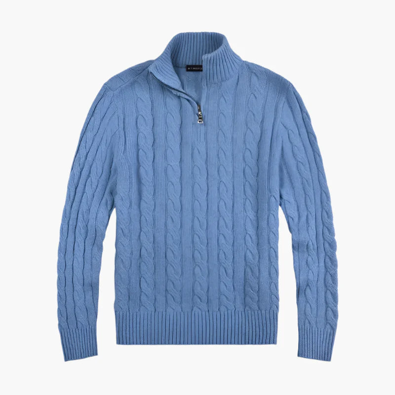 Herren Strickpullover im Old Money Stil mit halbem Reißverschluss – Eleganter Freizeitpullover