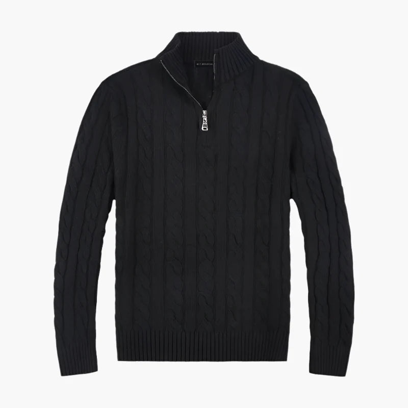 Herren Strickpullover im Old Money Stil mit halbem Reißverschluss – Eleganter Freizeitpullover