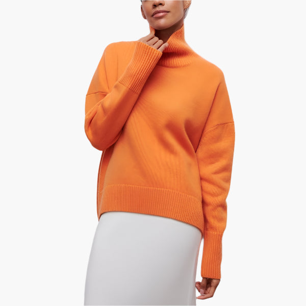 Damen Pullover mit Stehkragen und Voluminösen Ärmeln – Eleganter Stil für Alltag und Büro